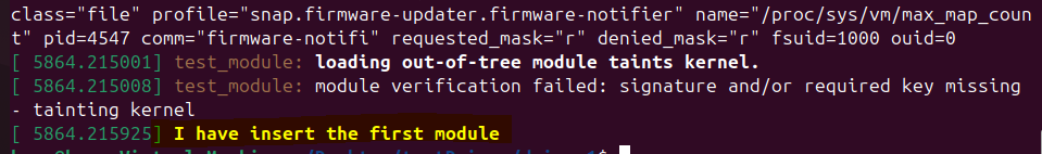 dmesg output